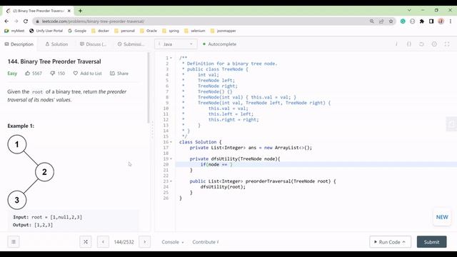 Binary Tree Preorder Traversal With Java Solution || Recursive Approach смотреть онлайн