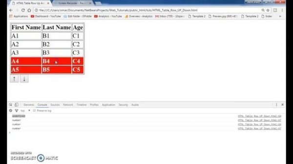 JavaScript - How To Move HTML Table Selected Row Up And Down In Javascript [ with Source code ]