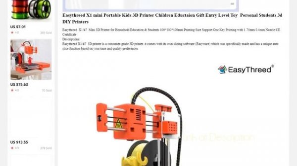 Easythreed 3d Printer X1 Mini Portable 3D Printer Children Eductaion Gift Small 3D Printer DIY Impr