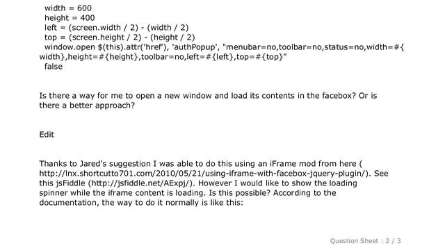 jQuery : Show spinner while loading an iframe in a facebox смотреть онлайн
