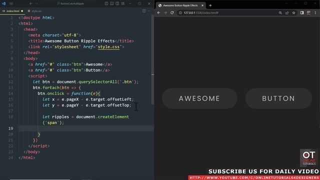 Colorful Button Ripple Effects | Javascript смотреть онлайн
