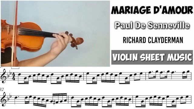 Free Sheet || Mariage D'Amour - Paul De Senneville || Violin Sheet Music смотреть онлайн