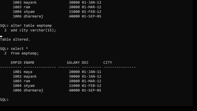 BCA, Sem-1, Subject: DMA, Practical Use Run SQL Command Table example employ Process Watch, Part - смотреть онлайн