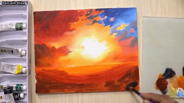 Acrylic painting | Landscape drawing for beginners with Acrylic paints | landscape painting смотреть онлайн