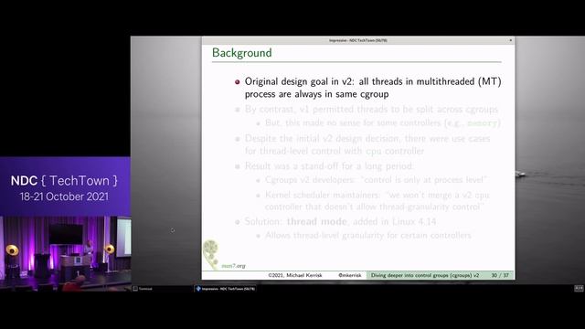Diving deeper into control groups (cgroups) v2 - Michael Kerrisk - NDC TechTown 2021 смотреть онлайн