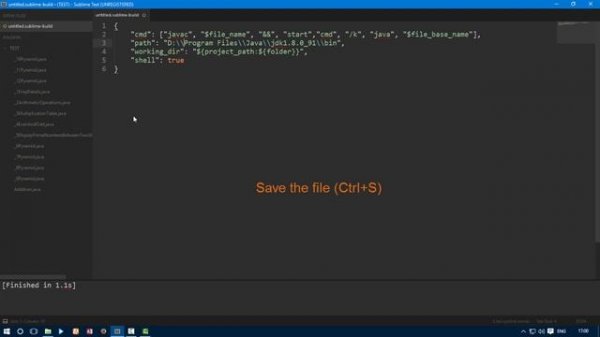 Compile and run simple Java programs in CMD using Sublime text