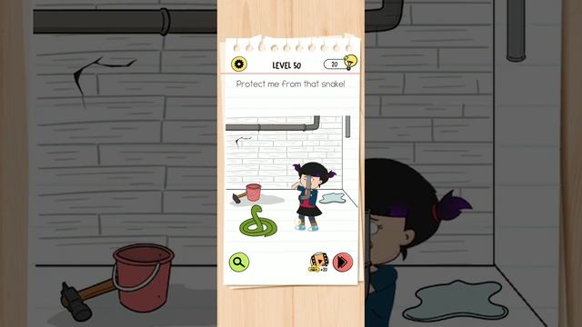 Brain test 4 level 50 | Protect me from that snake ! #walkthrough #shorts смотреть онлайн