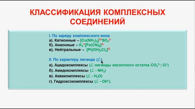 № 136. Неорганическая химия. Тема 13. Комплексные соединения. Часть 3. Классификация смотреть онлайн