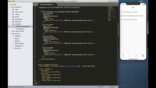 React Native: Bottom tab navigation | Start coding | Tutorial 02 смотреть онлайн