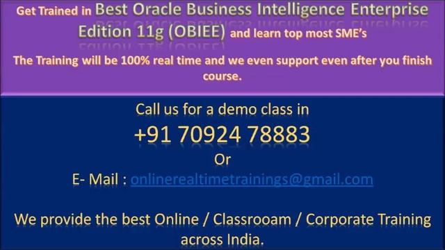 Best Oracle Business Intelligence Enterprise Edition 11g (OBIEE) Online Training in Chennai india. смотреть онлайн