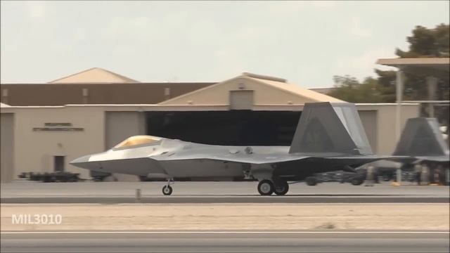 F-22 Raptor. US Air Force Stealth Fighters At Red Flag Exercise.