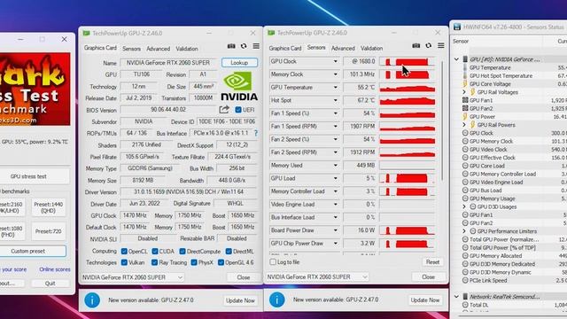 RTX 2060 SUPER FURMARK STREST TEST, TEMP, SCORE ETC смотреть онлайн