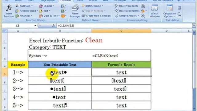 Microsoft Excel Text function CLEAN смотреть онлайн