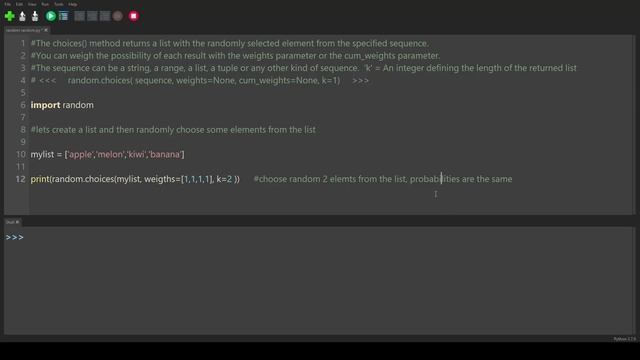 Python Random Module 4 # random.choices() смотреть онлайн