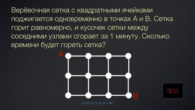 Задача - смекалка. Сколько времени будет гореть сетка? смотреть онлайн