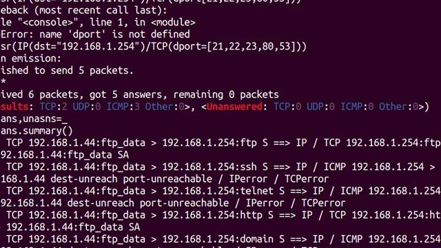 Leçon2[scapy]: envoi et reception puis syn scan смотреть онлайн