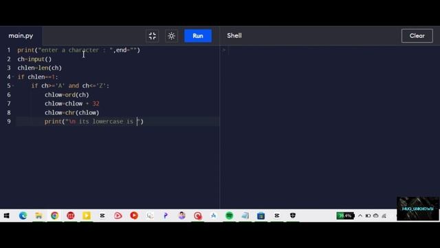 Uppercase to Lowercase Character using ASCII Value In python смотреть онлайн