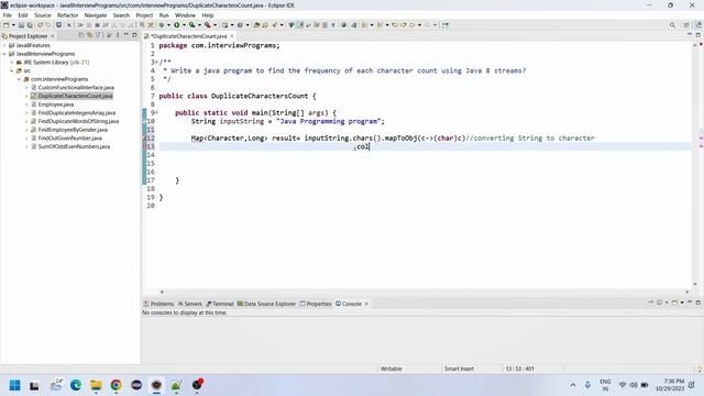 Write a java program to find the frequency of each character count using Java 8 streams? смотреть онлайн