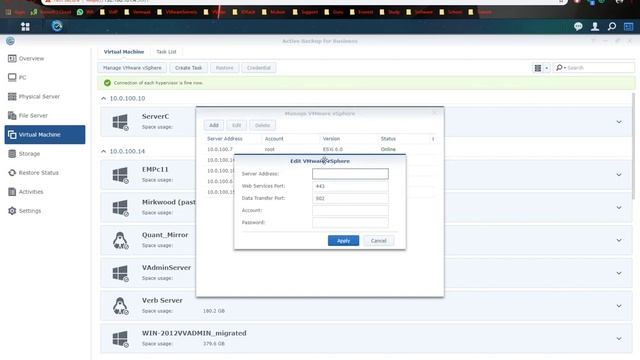Add physical HostServers to Synology Active backup for business to perform VM backups смотреть онлайн