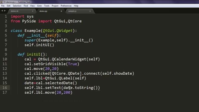 PySide Calendar Widget QCalendarWidget смотреть онлайн