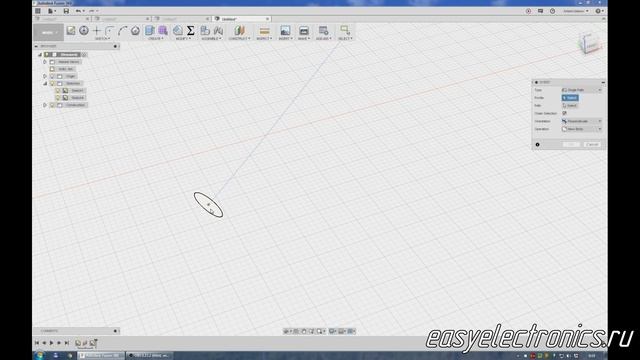 Autodesk Fusion 360 Sweep. Протяжка профиля по пути. смотреть онлайн