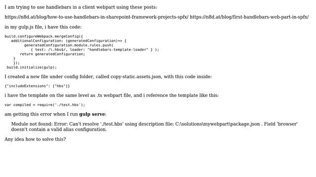 Sharepoint: Handlebars with spfx, Module not found (2 Solutions!!) смотреть онлайн