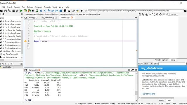 9 - Storage of a Built DataFrame to a File in Python, Presented by Dr N. Miri смотреть онлайн