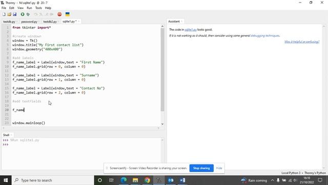 Tkinter and Sqlite - Contact List App - Lesson 1 Creating the GUI смотреть онлайн