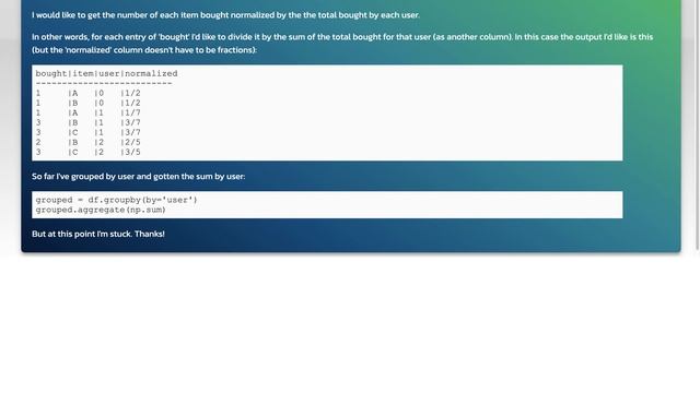 Normalize column in pandas dataframe by sum of grouped values of another column смотреть онлайн