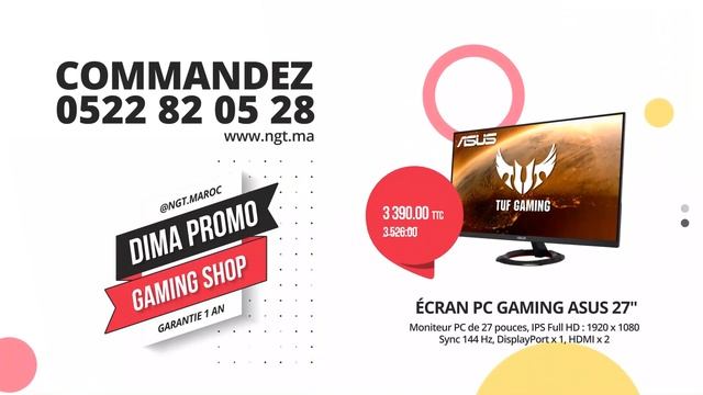 Ecran Asus PC Gaming 27 Full HD VG279Q1R au Maroc