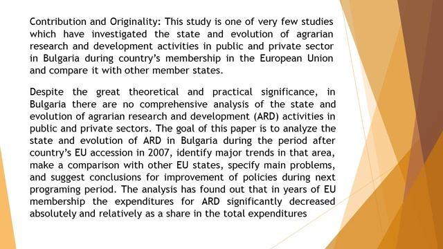 State and Evolution of Public and Private Research and Development in Bulgarian Agriculture IJSDWP смотреть онлайн