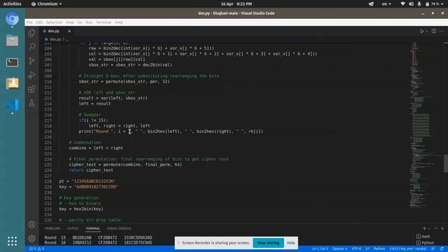 Single round of DES code implementation with python (192-35-2821) смотреть онлайн