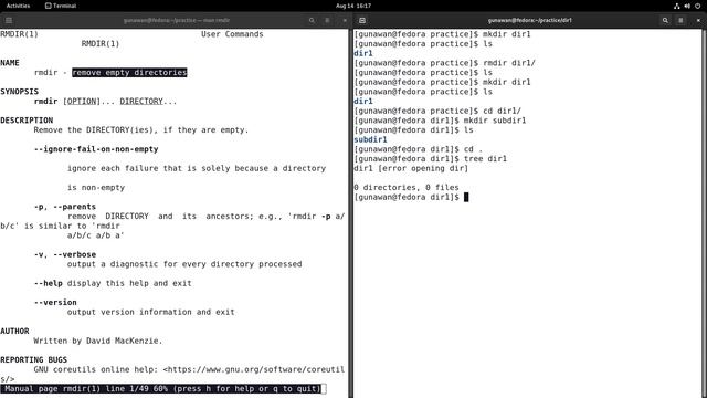 #6 - Basic Linux Command | with Fedora 34 Workstation | rmdir command смотреть онлайн
