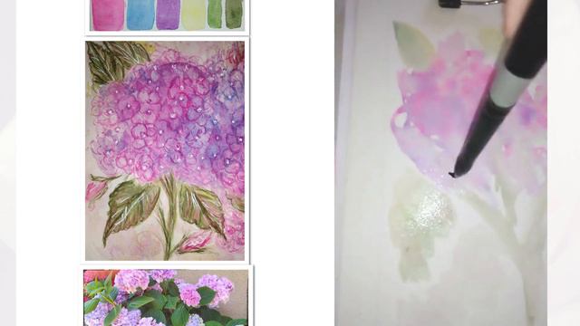 Hydrangea - Watercolor Painting - Tutorial Step by Step смотреть онлайн