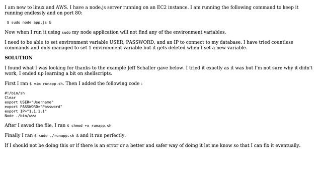 Pass Environment Variable to Sudo AWS ec2 sudo node смотреть онлайн