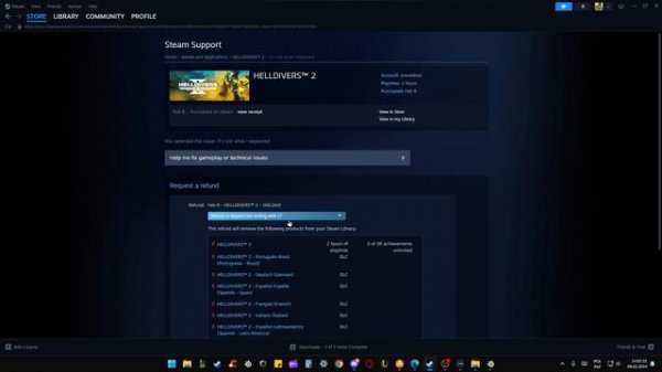 How to Refund Helldivers 2 on Steam?