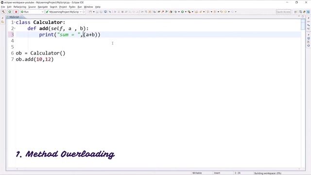 #80 | OOP | Polymorphism in Python | Method Overloading | Python Tutorial for Beginners смотреть онлайн