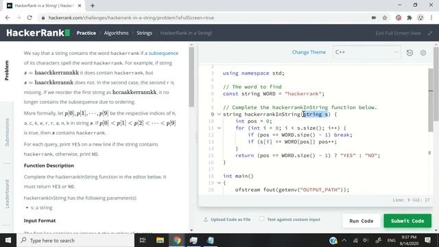 HackerRank Solution: HackerRank in a String in C++ смотреть онлайн