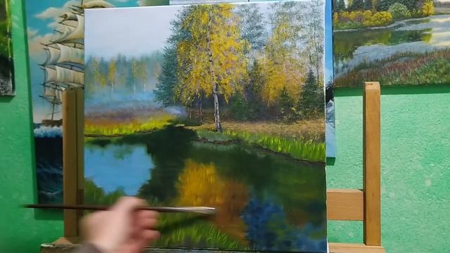 Как нарисовать осенний пейзаж маслом Art|как рисовать осень смотреть онлайн