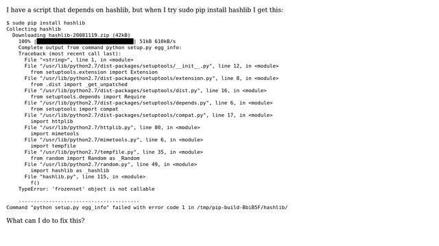 Ubuntu: python hashlib fails to install pip (3 Solutions!!) смотреть онлайн