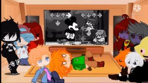 FNF characters reacts to VS Mickey mouse.Avi/Suicide Mouse // Ft. FNF week characters // Gacha Club