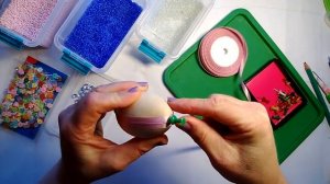 Декорируем пасхальное яйцо атласной лентой. Часть 1.