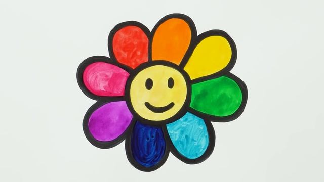 Let's Learn How to Draw & Paint Rainbow Flower | Painting, Drawing, Coloring for Kids and Toddlers смотреть онлайн