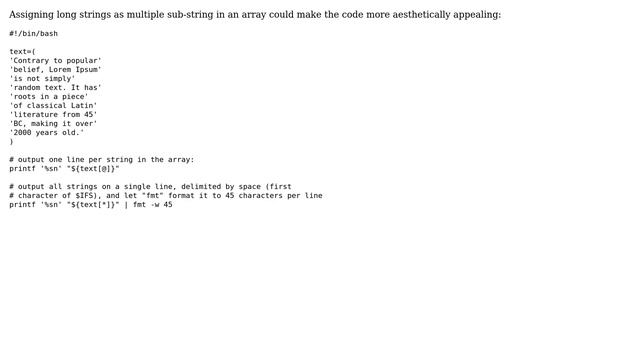 How to break a long string into multiple lines assigned to a variable in linux bash script? смотреть онлайн