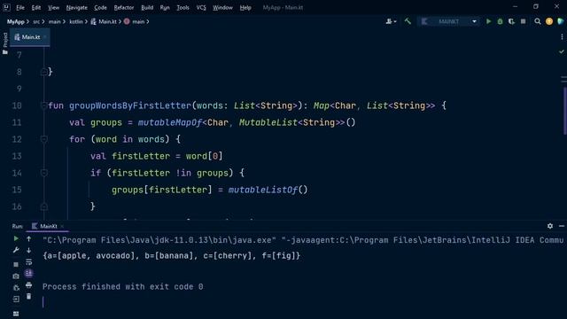 How to group words by their first letter in Kotlin смотреть онлайн