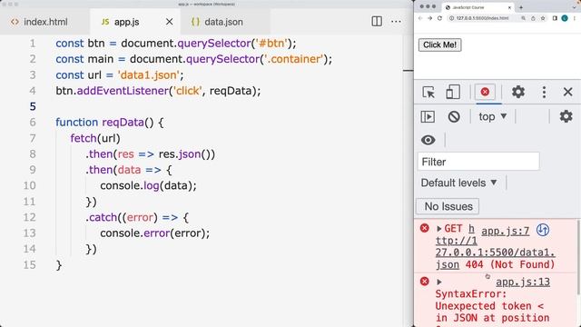 How to use JavaScript fetch to get local JSON data file contents JavaScript AJAX request смотреть онлайн