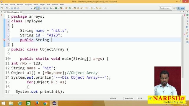 Object Array in Java | Core Java Tutorial | Mr. Venkatesh смотреть онлайн