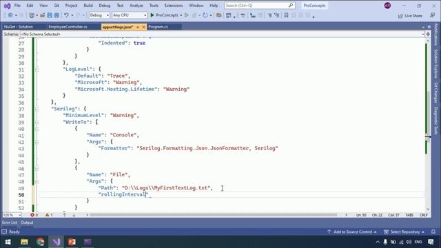 Part 81. Configure SeriLog via Configuration File in aspnetcore | Third Party Logging Provider | смотреть онлайн