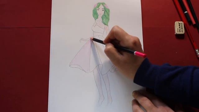 Как нарисовать девушку в красивом платье. How to draw a girl in beautiful dress смотреть онлайн
