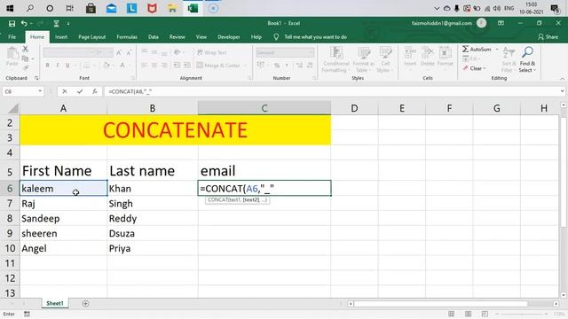 Concat function in excel how to use concatenate function in excel, Excel mix first and last name смотреть онлайн